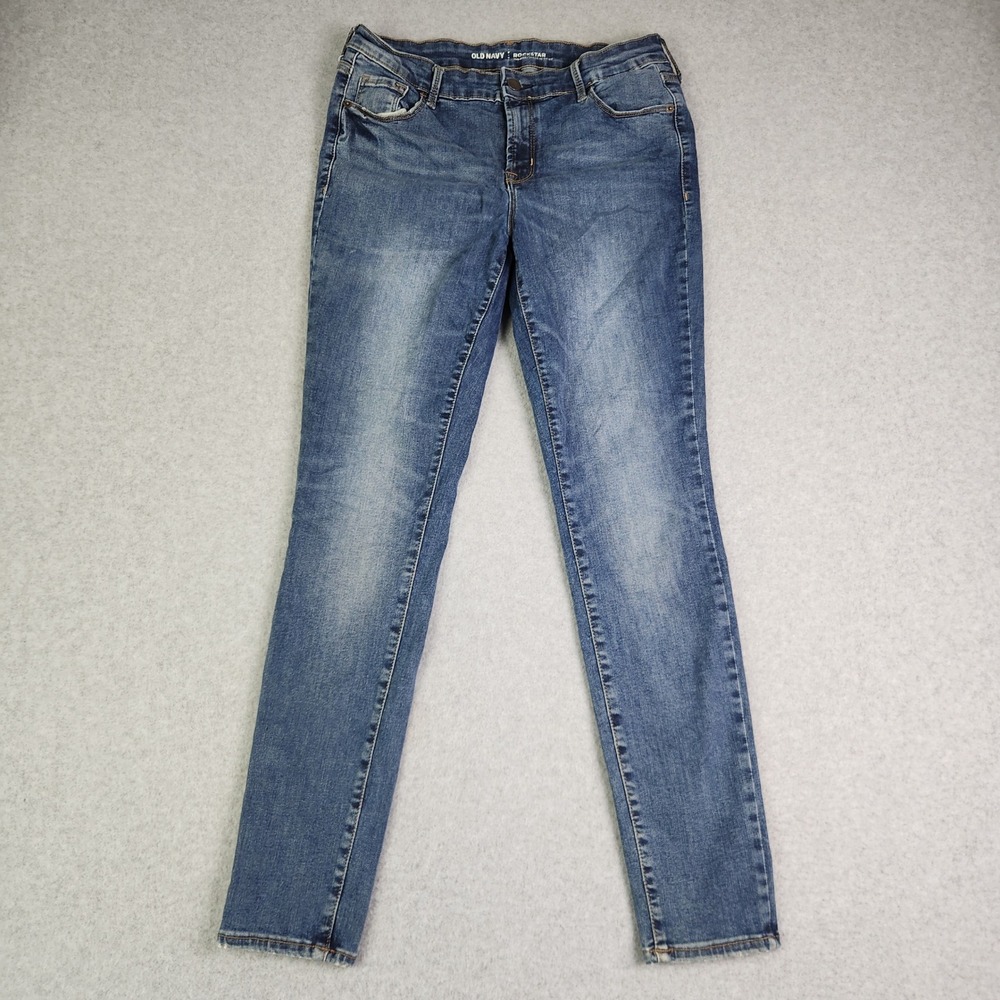Old Navy Rockstar Jeans Womens 10 Blue Denim Mid Rise Medium Wash Stretch Skinny